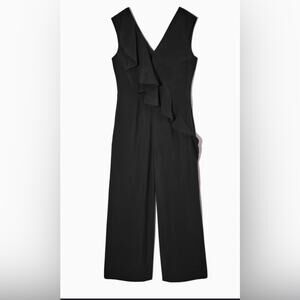 COS Ruffled Wide Leg Oversize Palazzo Jumpsuit Women’s Size Small Black Ruffle